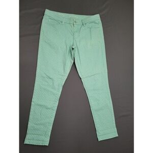 Merona Womens Mint Green Polka Dot Ankle Skinny Jeans Size 10 Fit 3 Stretch